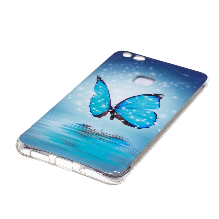 Noctilucent IMD Soft TPU Gel Cover for Huawei P10 Lite - Blue Butterflies-3