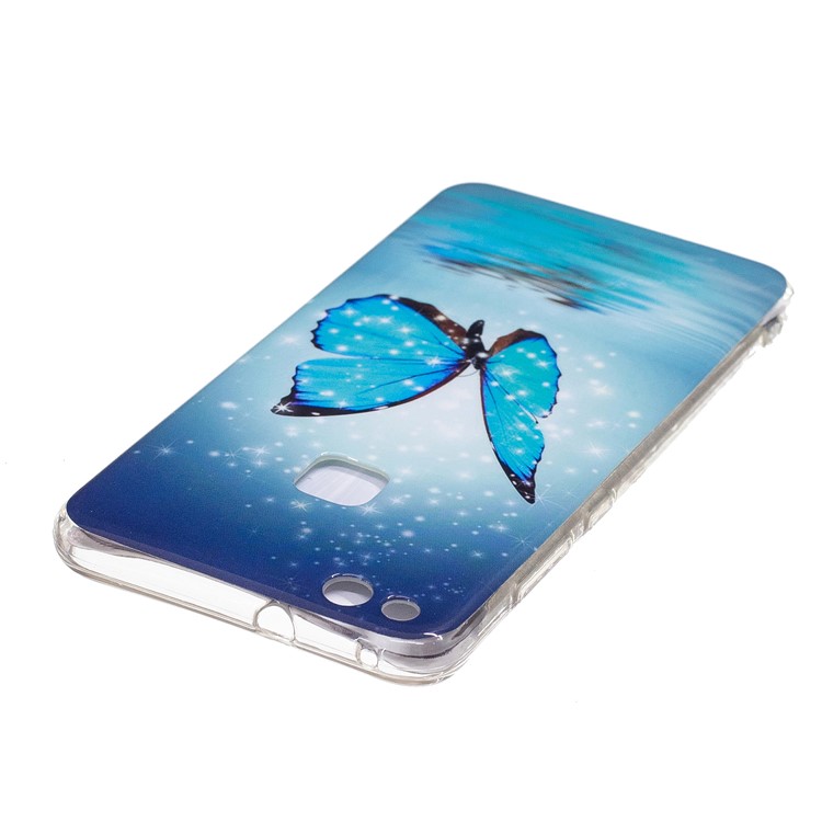 Noctilucent IMD Soft TPU Gel Cover for Huawei P10 Lite - Blue Butterflies-4