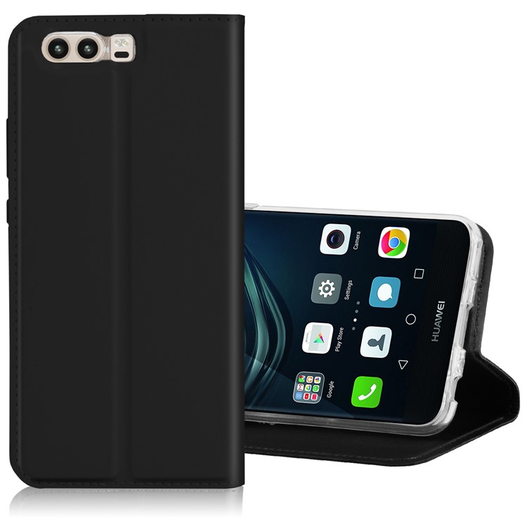 Card Holder PU Leather Stand Cell Phone Case for Huawei P10 - Black-4