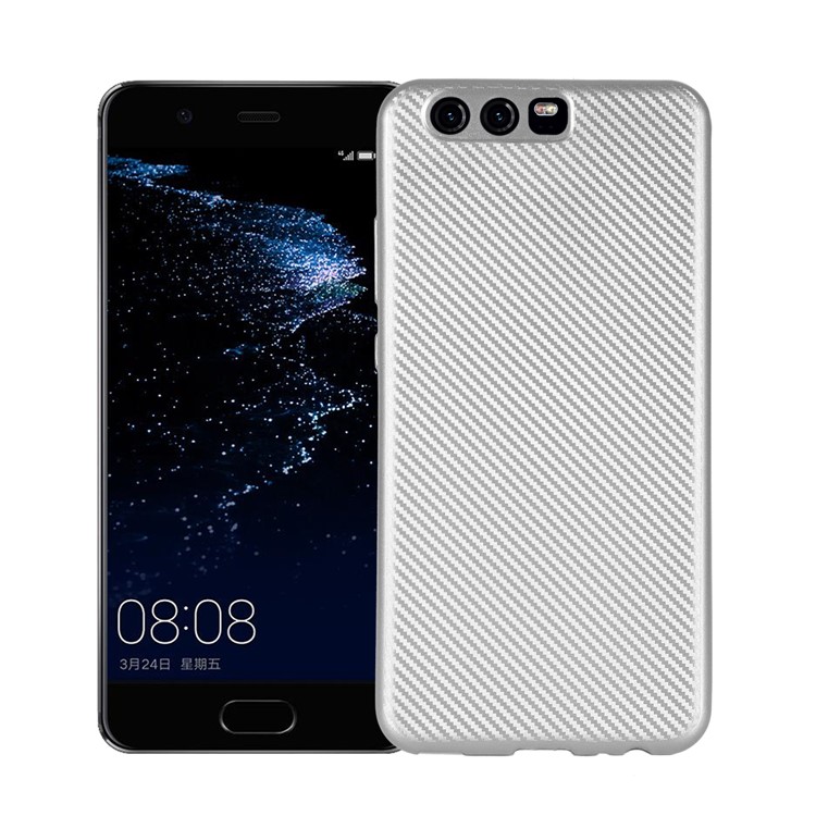 Carbon Fibre Texture TPU Cell Phone Case for Huawei P10 - Silver-1