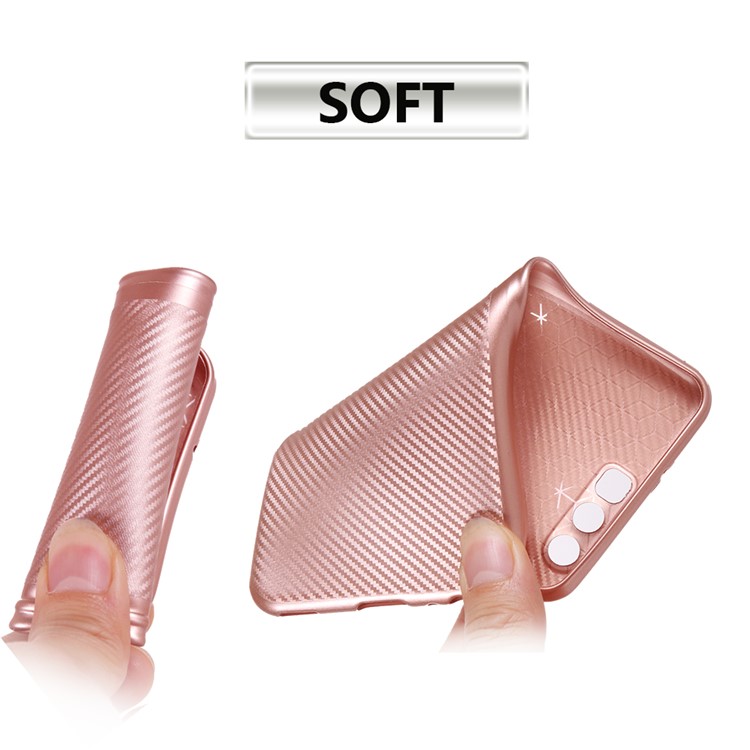 Carbon Fibre Texture TPU Protective Phone Case for Huawei P10 - Rose Gold-2