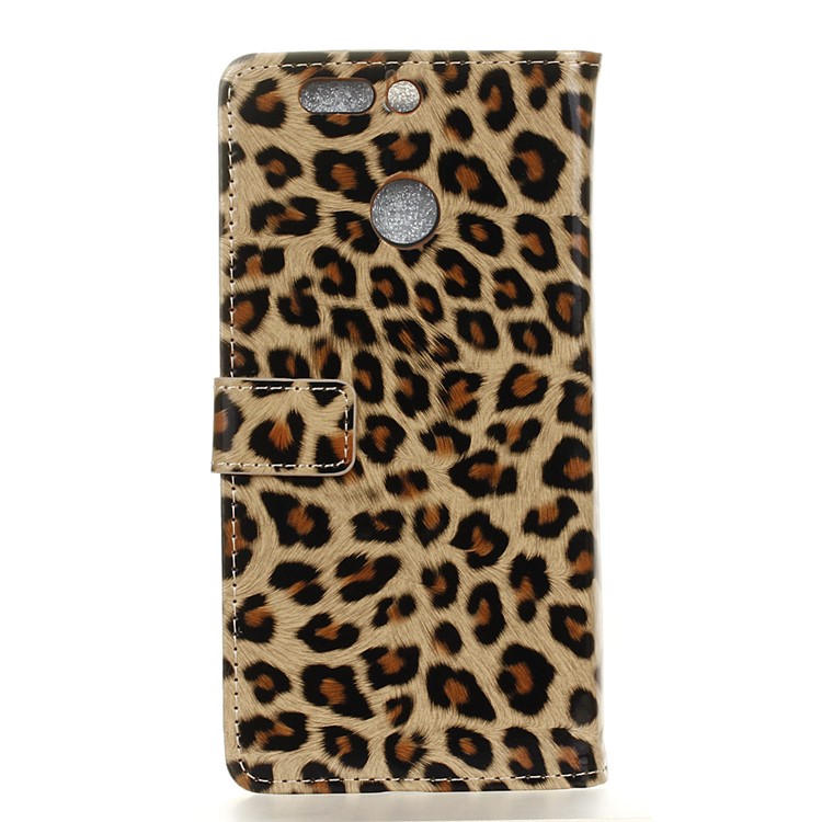 Leopard Pattern PU Leather Wallet Mobile Phone Case with Stand for Huawei Honor 8 Pro / Honor V9-2