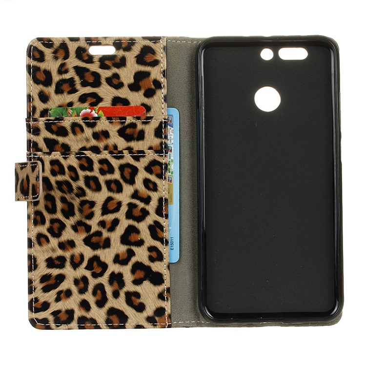 Leopard Pattern PU Leather Wallet Mobile Phone Case with Stand for Huawei Honor 8 Pro / Honor V9-3