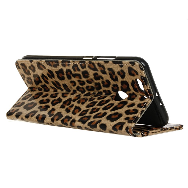 Leopard Pattern PU Leather Wallet Mobile Phone Case with Stand for Huawei Honor 8 Pro / Honor V9-4