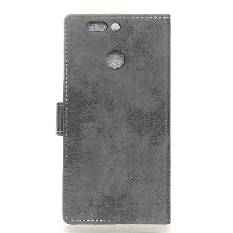 Retro Style PU Leather Card Holder Mobile Phone Shell for Huawei Honor 8 Pro / Honor V9 - Grey-3