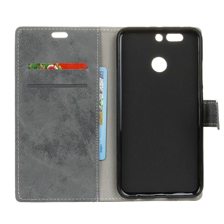 Retro Style PU Leather Card Holder Mobile Phone Shell for Huawei Honor 8 Pro / Honor V9 - Grey-4