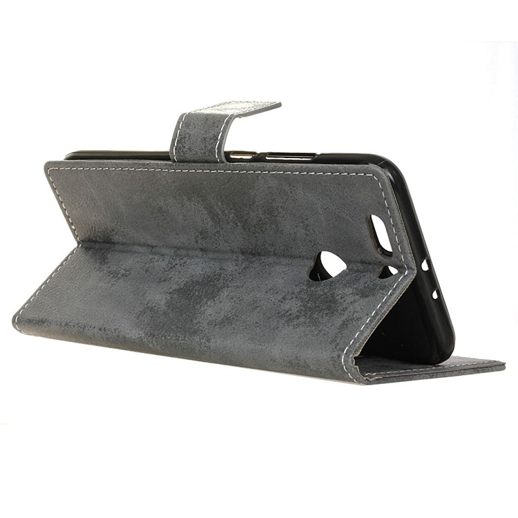 Retro Style PU Leather Card Holder Mobile Phone Shell for Huawei Honor 8 Pro / Honor V9 - Grey-5