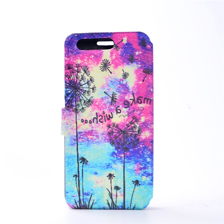 Pattern Printing Leather Folio Case for Huawei P10 - Dandelion and Quote-3