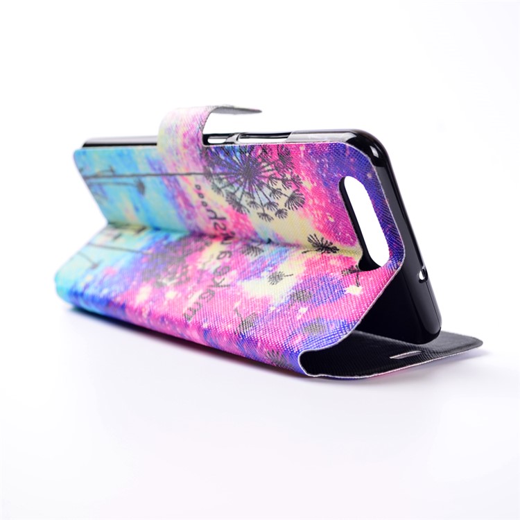 Pattern Printing Leather Folio Case for Huawei P10 - Dandelion and Quote-7