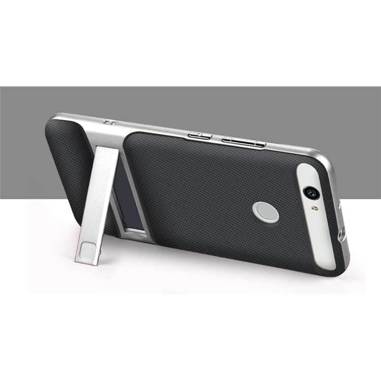 ELEGANCE Grid Pattern TPU + PC Kickstand Mobile Phone Case for Huawei Nova - Silver-3