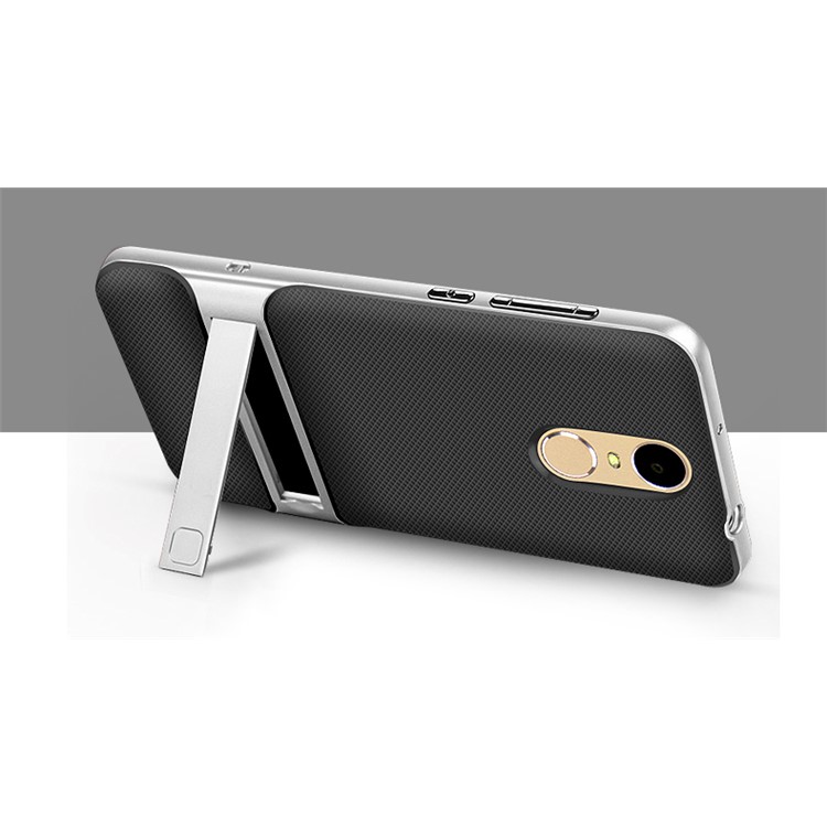 ELEGANCE Grid Pattern TPU + PC Kickstand Combo Case for Huawei Enjoy 6 - Silver-3