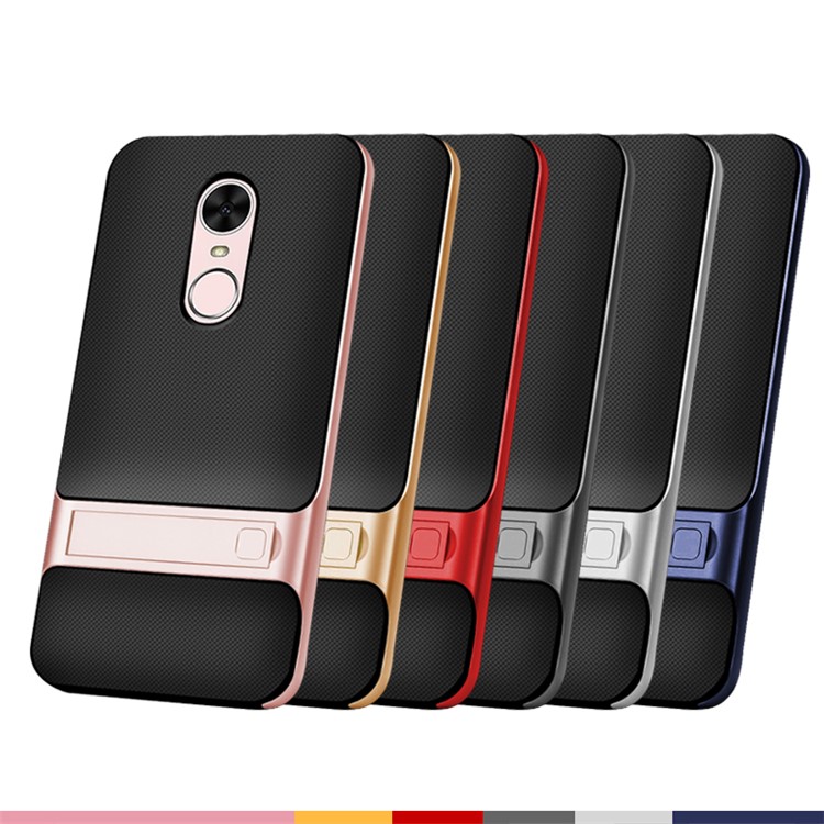 ELEGANCE Grid Pattern TPU + PC Kickstand Combo Case for Huawei Enjoy 6 - Silver-5