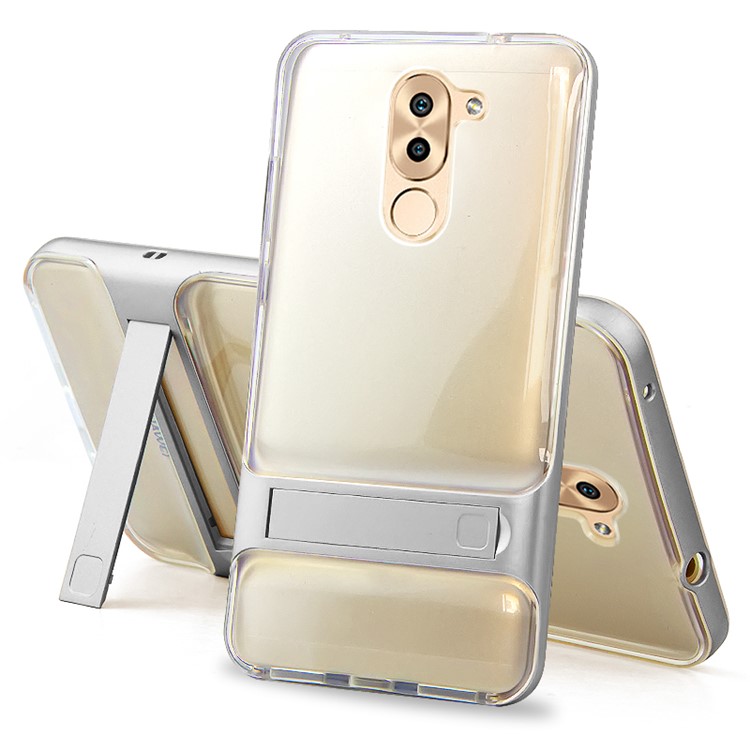 ELEGANCE TPU + PC Hybrid Mobile Phone Case with Kickstand for Huawei Honor 6 Plus / 6X - Silver-1