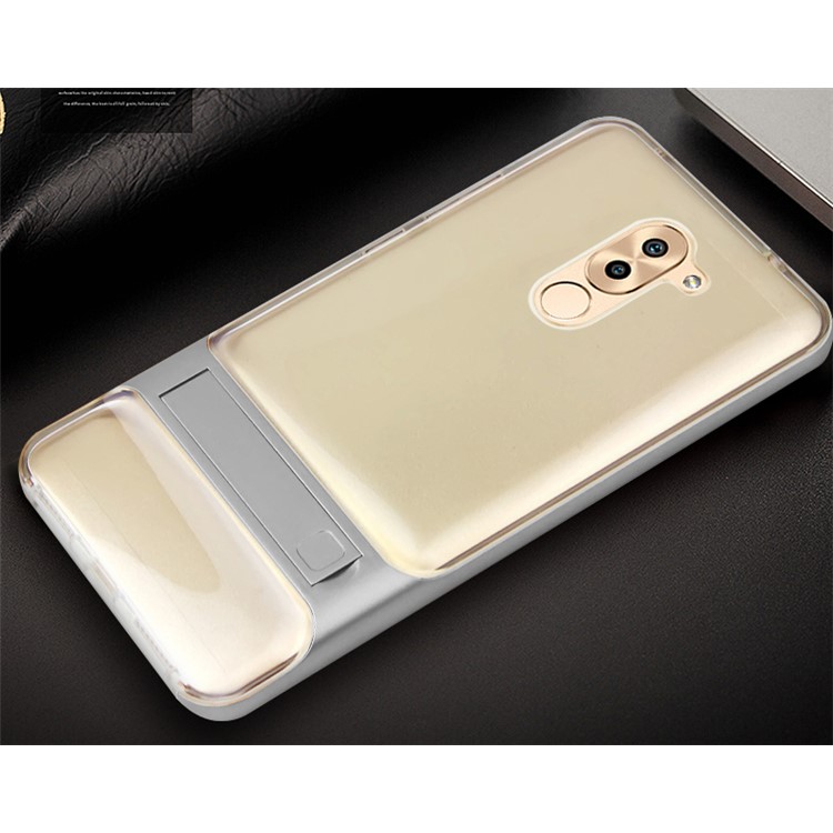 ELEGANCE TPU + PC Hybrid Mobile Phone Case with Kickstand for Huawei Honor 6 Plus / 6X - Silver-2