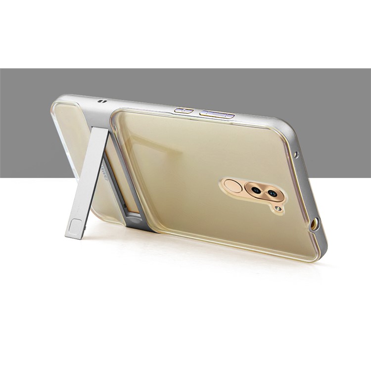 ELEGANCE TPU + PC Hybrid Mobile Phone Case with Kickstand for Huawei Honor 6 Plus / 6X - Silver-3