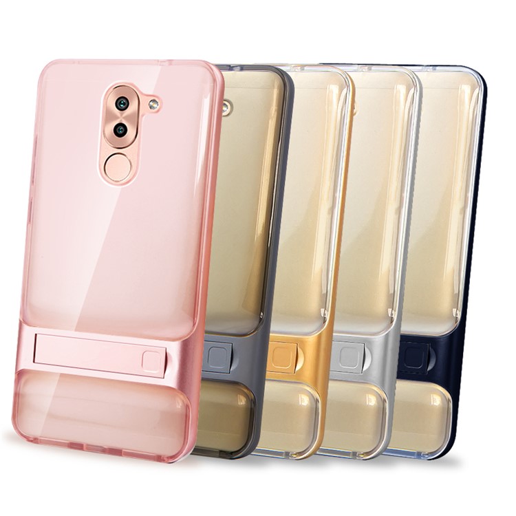 ELEGANCE TPU + PC Hybrid Mobile Phone Case with Kickstand for Huawei Honor 6 Plus / 6X - Silver-4