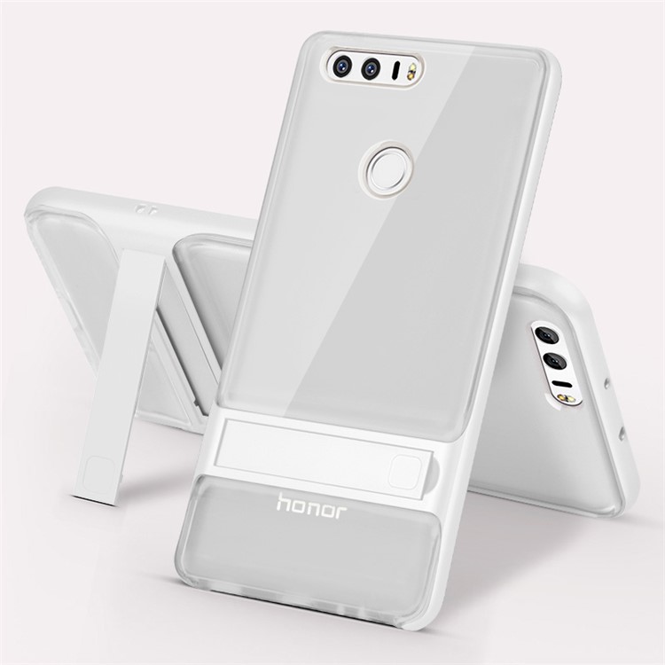 For Huawei Honor 8 ELEGANCE TPU + PC Combo Mobile Cover with Kickstand - White-1