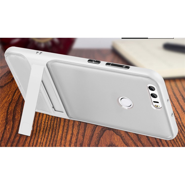 For Huawei Honor 8 ELEGANCE TPU + PC Combo Mobile Cover with Kickstand - White-2
