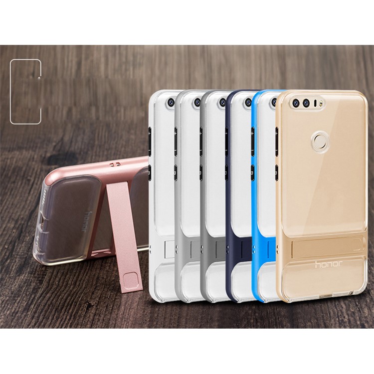 For Huawei Honor 8 ELEGANCE TPU + PC Combo Mobile Cover with Kickstand - White-3