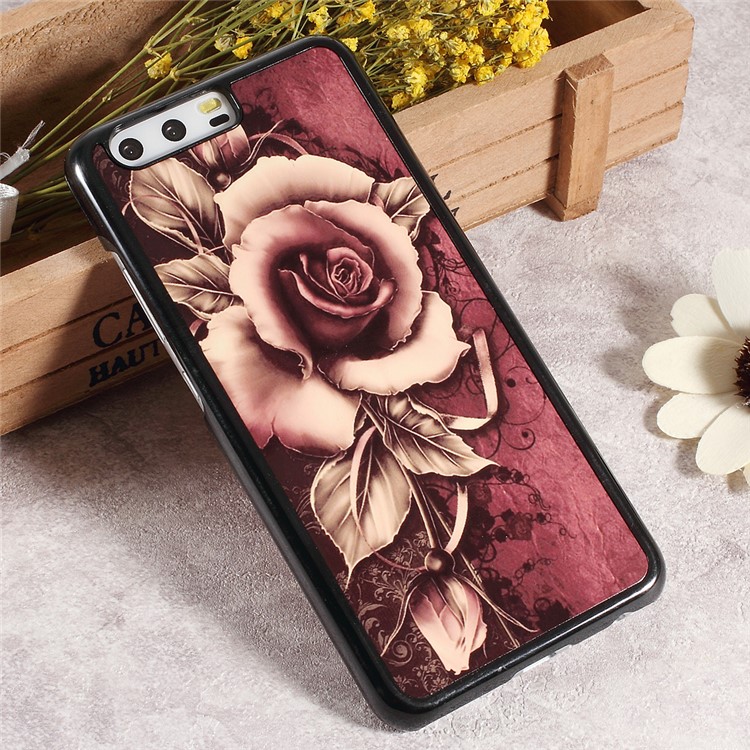 2D Heat Transfer Printing Aluminum Sheet Skin PC Hard Cover for Huawei P10 - Gothic Rose-1