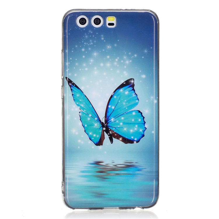 Noctilucent IMD Soft TPU Cover Case for Huawei P10 - Blue Butterfly-2