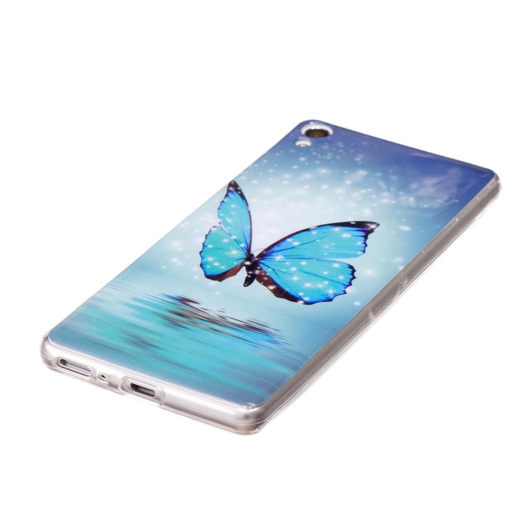 Noctilucent IMD Soft TPU Cover Case for Huawei P10 - Blue Butterfly-3