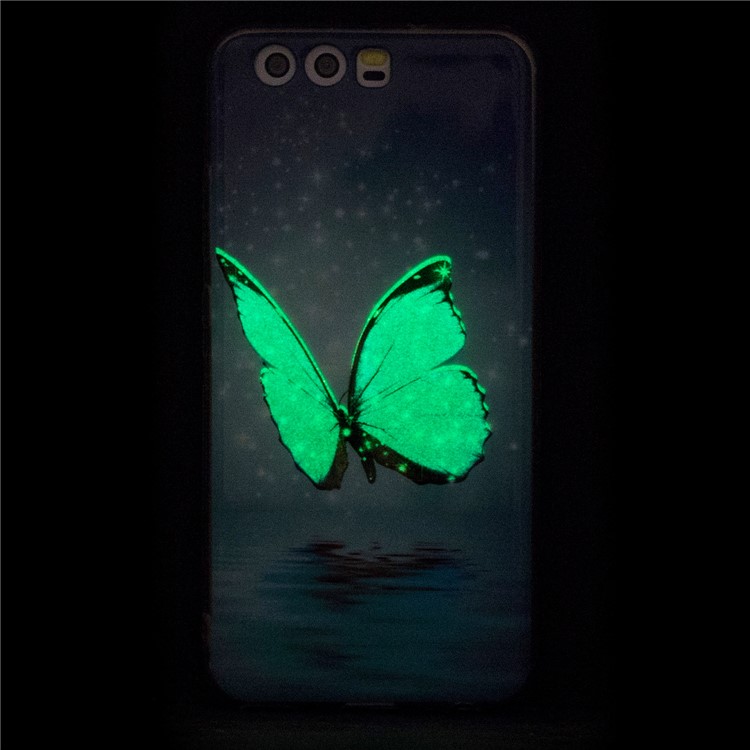 Noctilucent IMD Soft TPU Cover Case for Huawei P10 - Blue Butterfly-5