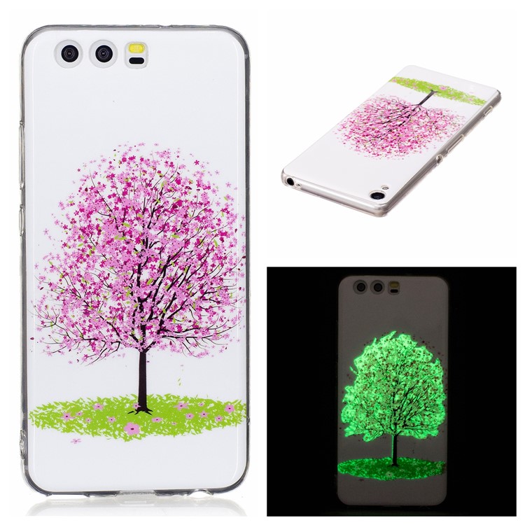 Noctilucent IMD TPU Flexible Case for Huawei P10 - Pink Flower Tree-1
