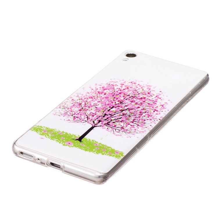 Noctilucent IMD TPU Flexible Case for Huawei P10 - Pink Flower Tree-3