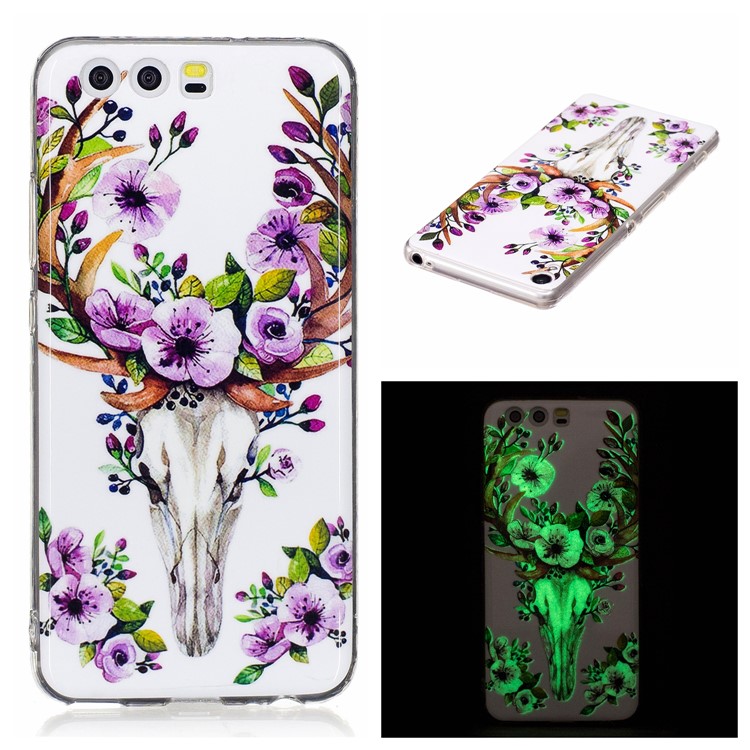 Noctilucent IMD Soft TPU Case Phone Shell for Huawei P10 Lite - Flowered Elk-1
