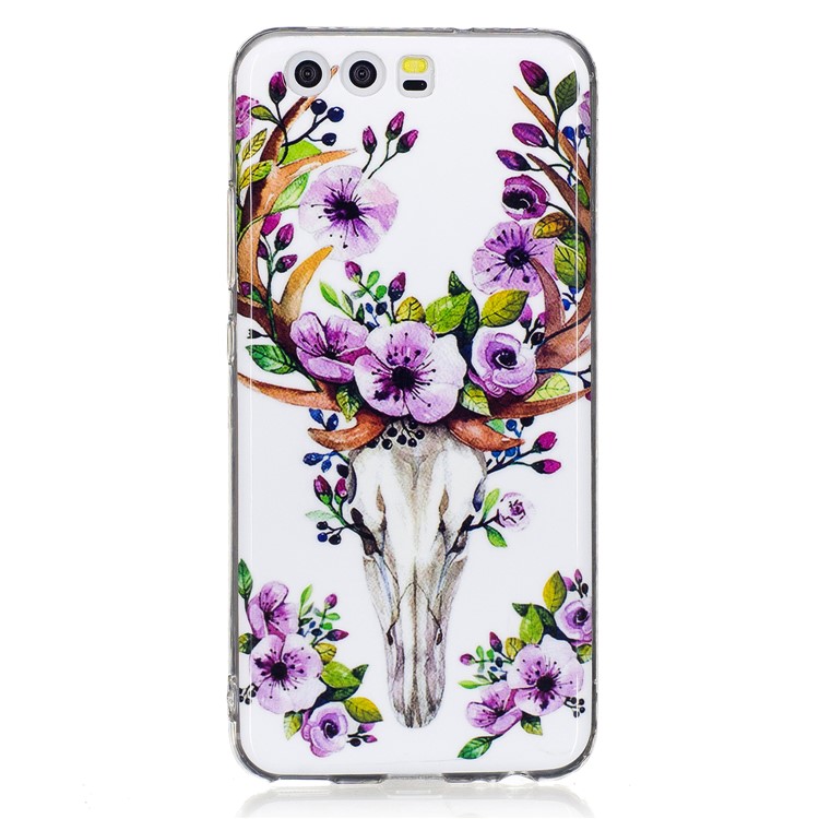 Noctilucent IMD Soft TPU Case Phone Shell for Huawei P10 Lite - Flowered Elk-2