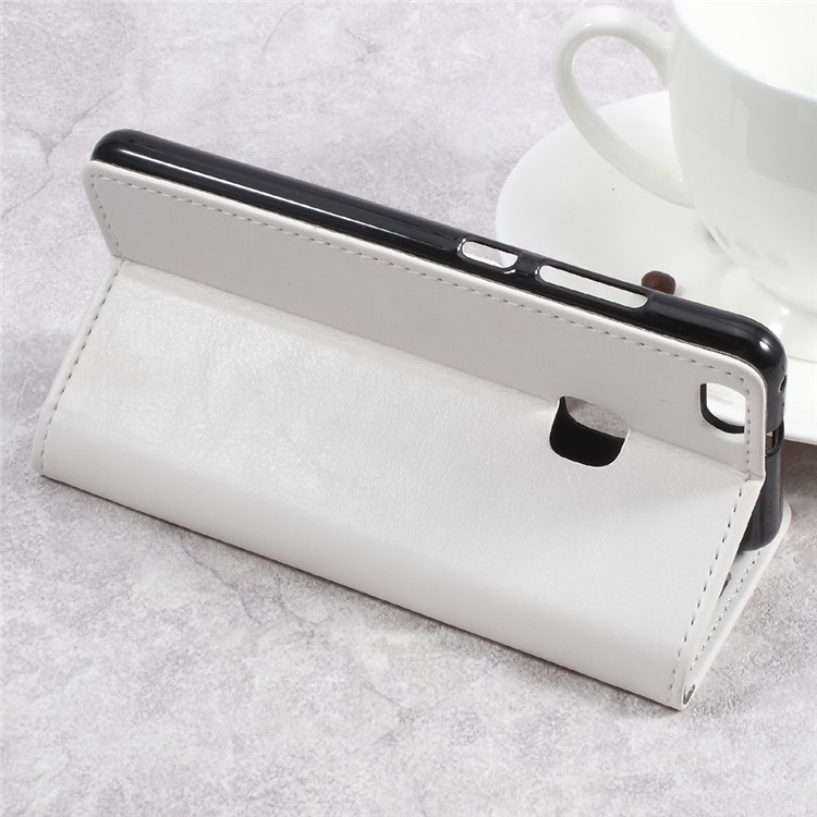 Crazy Horse Wallet Leather Stand Mobile Cover for Huawei P10 Lite - White-5