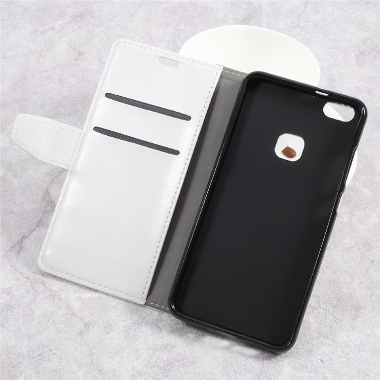 Crazy Horse Wallet Leather Stand Mobile Cover for Huawei P10 Lite - White-6