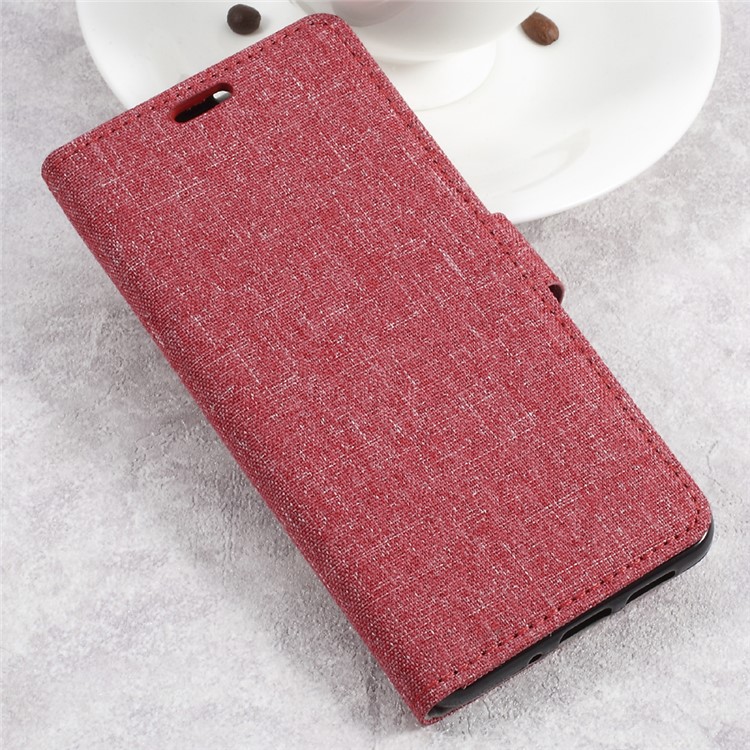 Linen Cloth PU Leather Wallet Case Cover for Huawei P10 Lite - Red-3