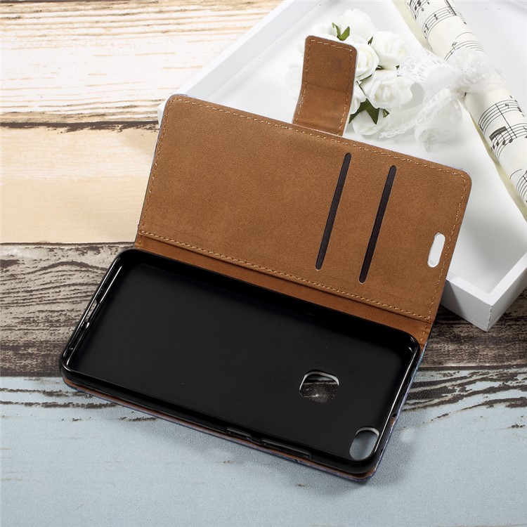 Patterned Leather Mobile Cover with Stand for Huawei P10 Lite - Retro Style Girl Releasing Balloon-6