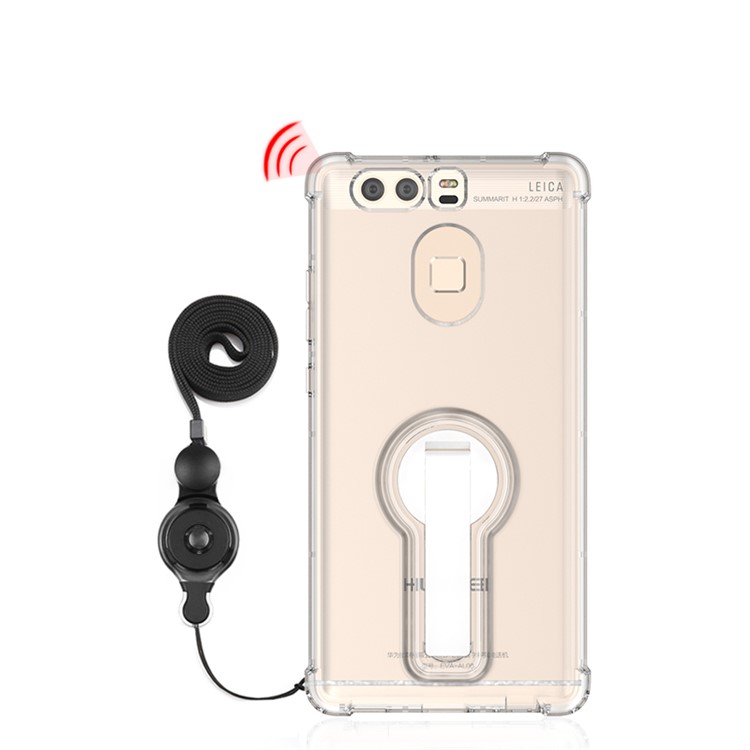 BOW Shock Absorption Clear Soft TPU Case with ABS Kickstand for Huawei P9 - White-4