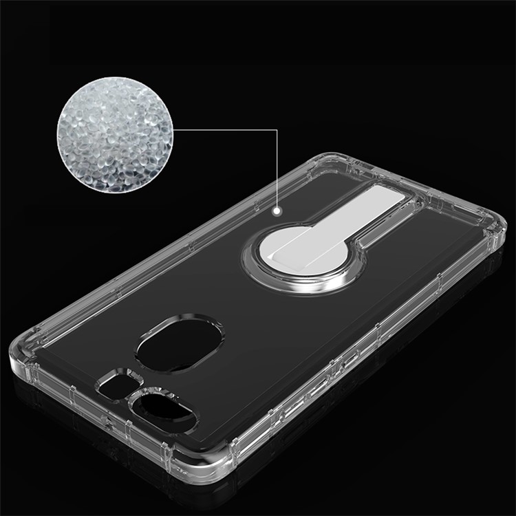 BOW Shock Absorption Clear Soft TPU Case with ABS Kickstand for Huawei P9 - White-5