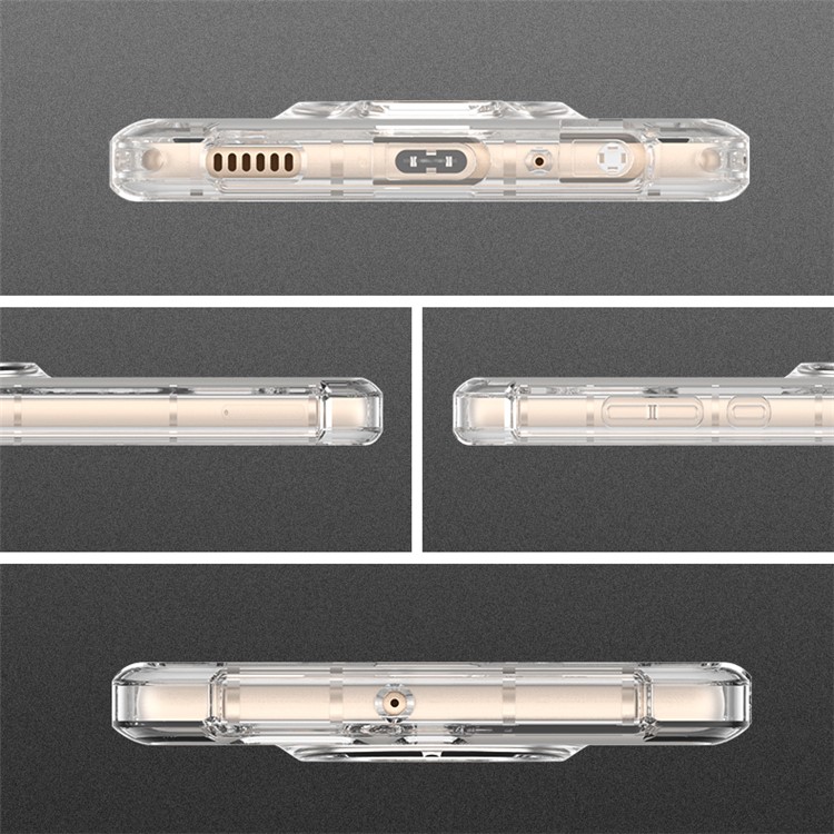 BOW Shock Absorption Clear Soft TPU Case with ABS Kickstand for Huawei P9 - White-9