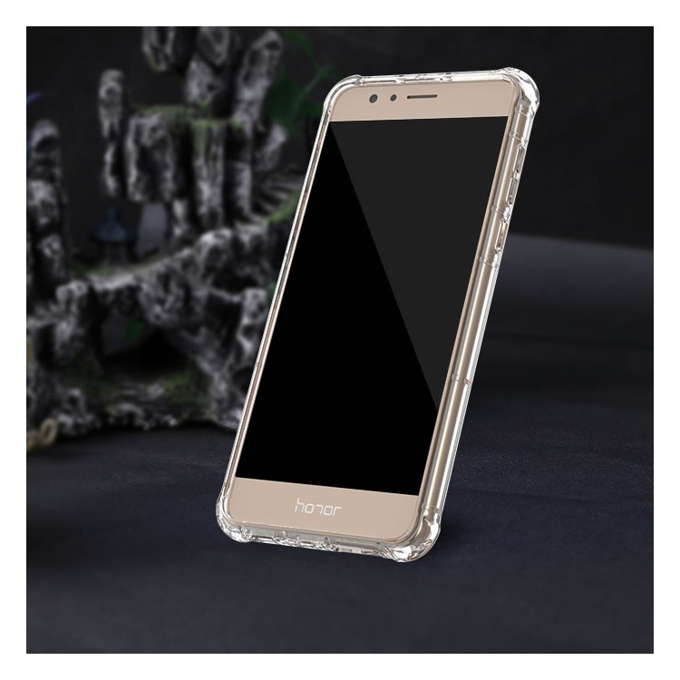 BOW Shock Absorption Clear Soft TPU Phone Case with ABS Kickstand for Huawei Honor 8 - White-11