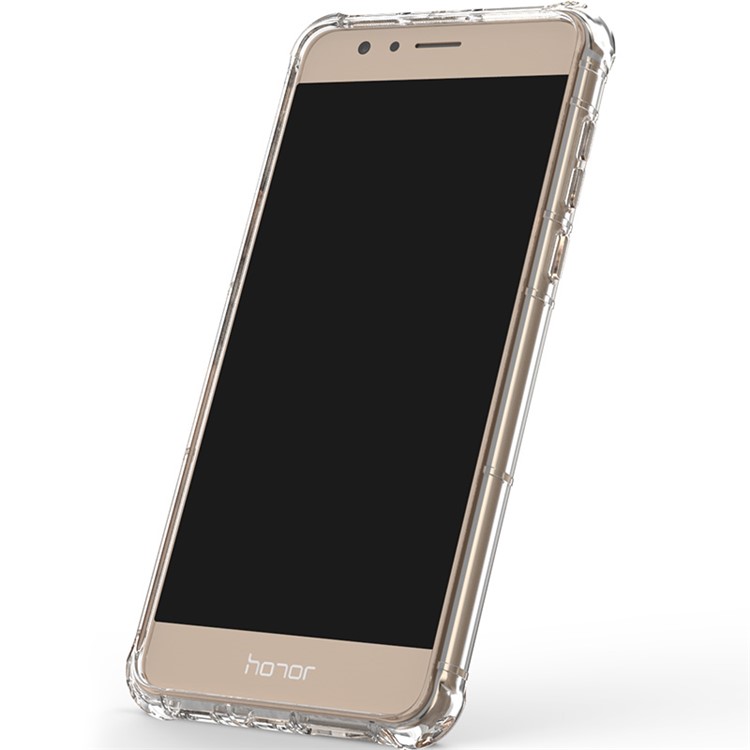 BOW Shock Absorption Clear Soft TPU Phone Case with ABS Kickstand for Huawei Honor 8 - White-6