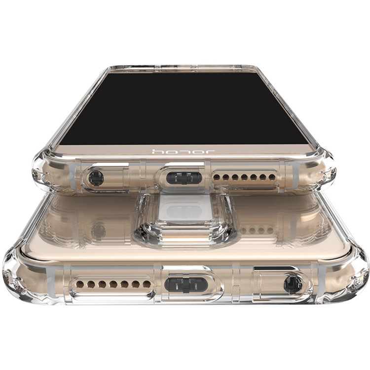 BOW Shock Absorption Clear Soft TPU Phone Case with ABS Kickstand for Huawei Honor 8 - White-7