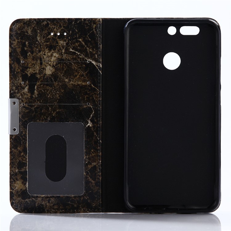 Marble Pattern Leather Wallet Case with Stand for Huawei Honor 8 Pro / Honor V9 - Black-3
