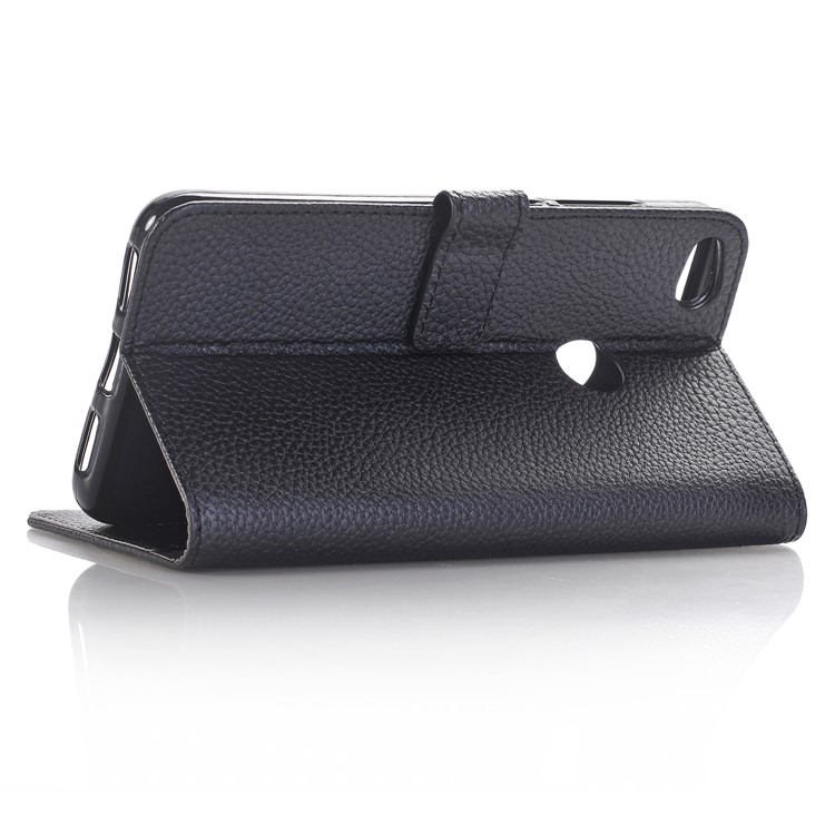 Litchi Skin Leather Wallet Stand Phone Case for Huawei P8 Lite (2017) / Honor 8 Lite - Black-4