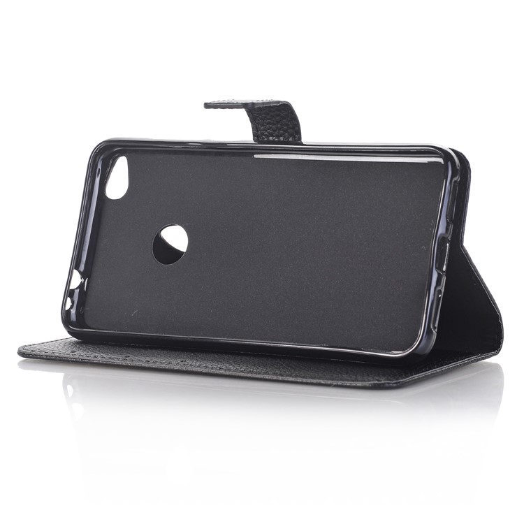 Litchi Skin Leather Wallet Stand Phone Case for Huawei P8 Lite (2017) / Honor 8 Lite - Black-5