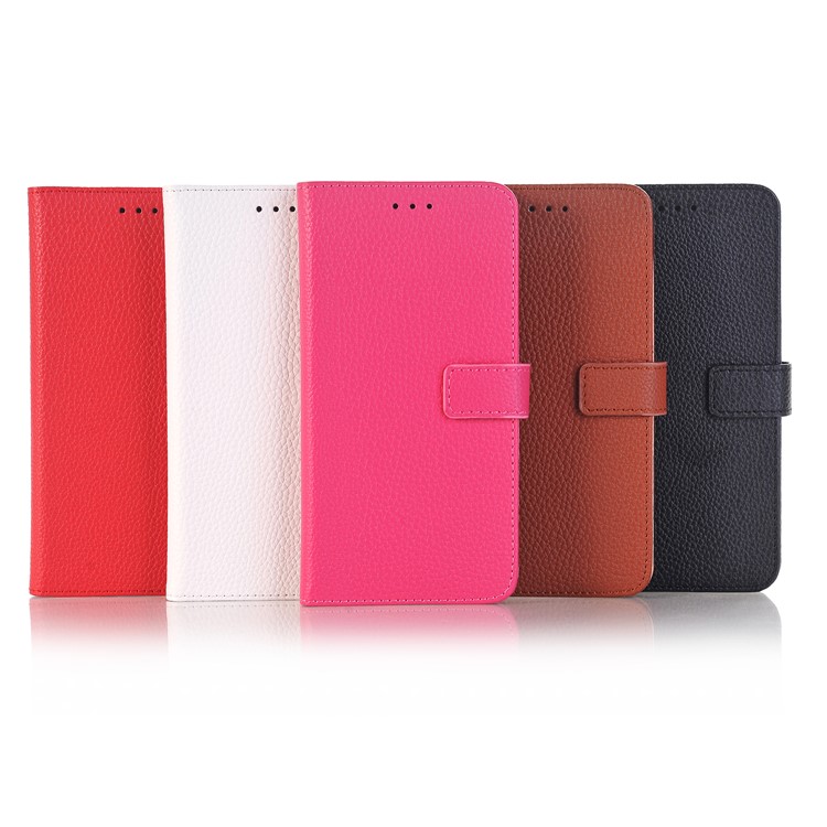 Litchi Skin Leather Wallet Stand Phone Case for Huawei P8 Lite (2017) / Honor 8 Lite - Black-7