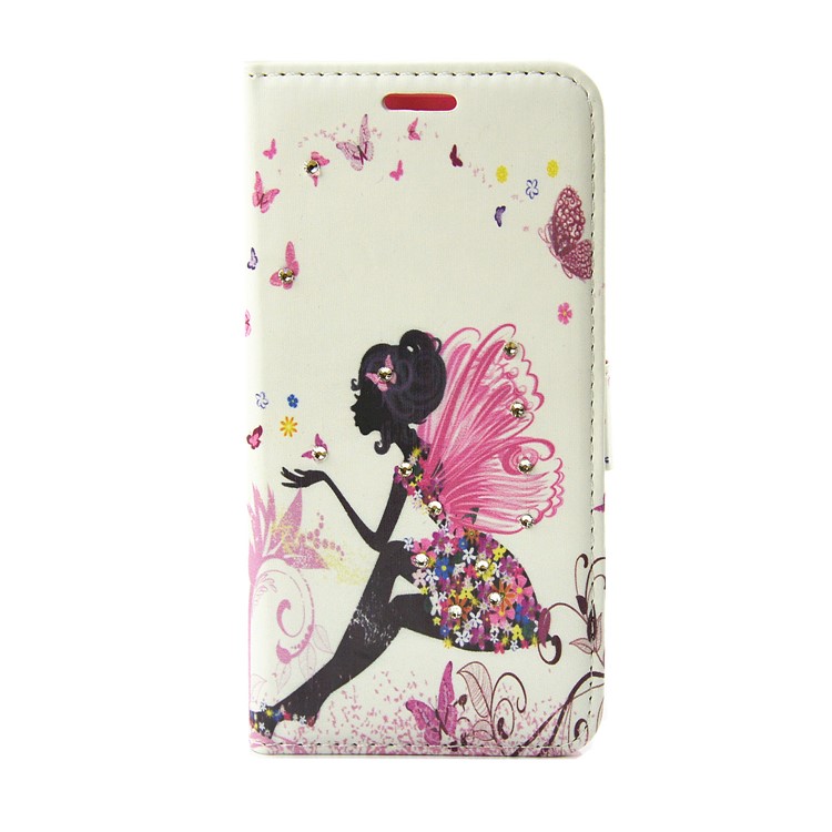 Pattern Printing Rhinestones Leather Wallet Stand Case for Huawei P8 Lite (2017) / Honor 8 Lite - Butterfly Fairy-1