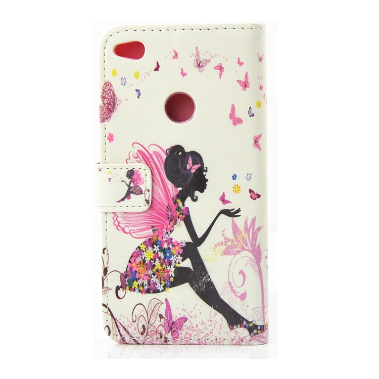 Pattern Printing Rhinestones Leather Wallet Stand Case for Huawei P8 Lite (2017) / Honor 8 Lite - Butterfly Fairy-2