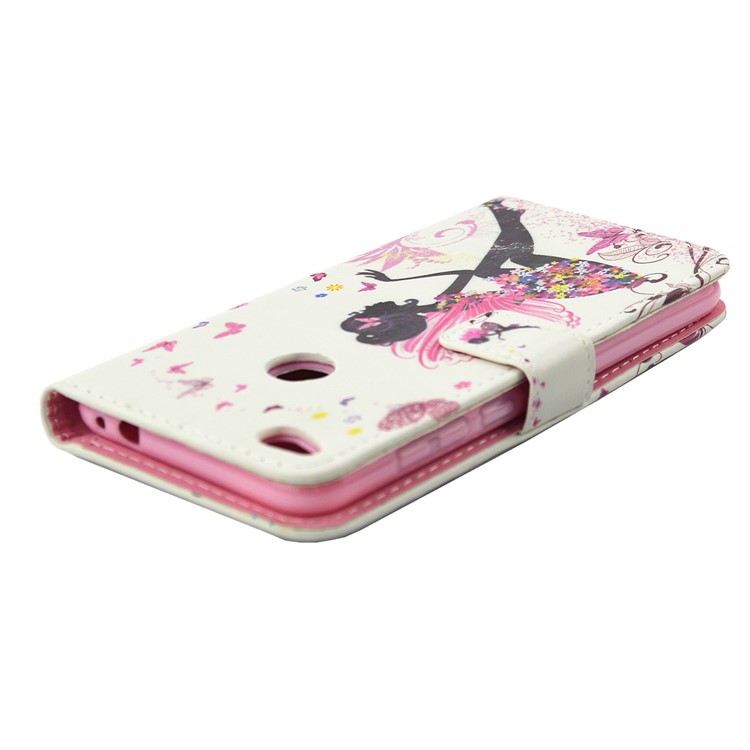Pattern Printing Rhinestones Leather Wallet Stand Case for Huawei P8 Lite (2017) / Honor 8 Lite - Butterfly Fairy-4
