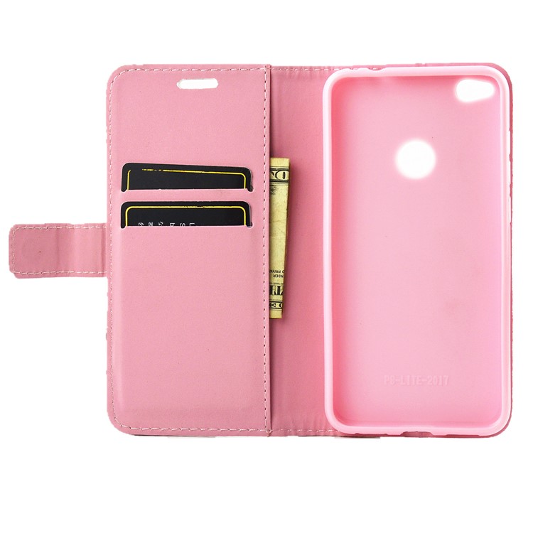 Pattern Printing Rhinestones Leather Wallet Stand Case for Huawei P8 Lite (2017) / Honor 8 Lite - Butterfly Fairy-7