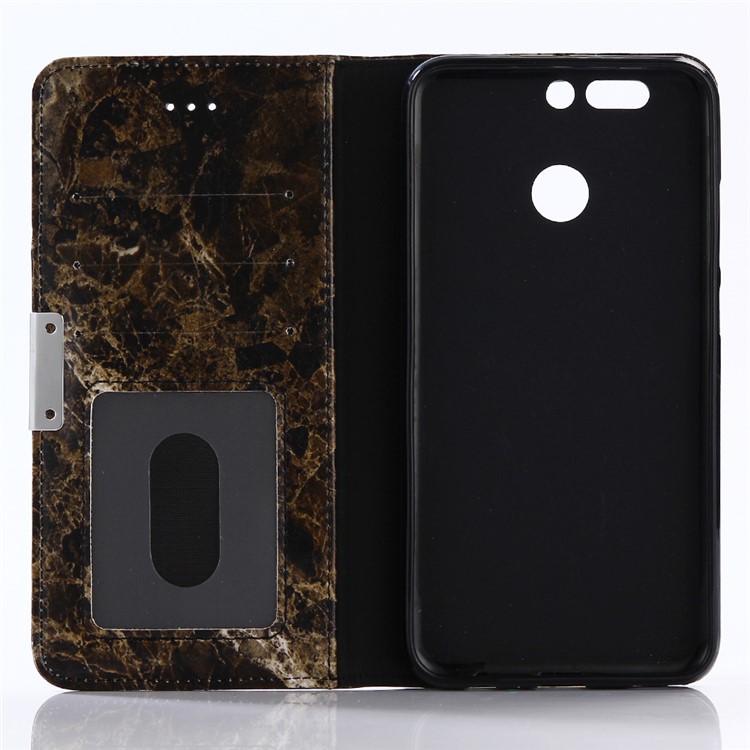 Marble Pattern Stand Leather Wallet Case Accessory for Huawei Honor 8 Pro / Honor V9 - Black-3